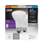 Feit - R20DM/6WYCA/2 - R20 E26 (Medium) LED Bulb Adjustable White 45 Watt Equivalence 2 Pack