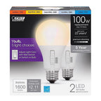 Feit - OM100DM/6WYCA/2 - A21 E26 (Medium) LED Bulb Adjustable White 100 Watt Equivalence 2 Pack