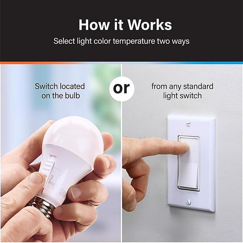 Feit - OM100DM/6WYCA/2 - A21 E26 (Medium) LED Bulb Adjustable White 100 Watt Equivalence 2 Pack