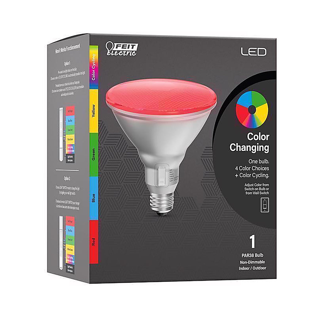 Feit - PAR38/90W/RGBY - Par38 E26 (Medium) LED Floodlight Bulb Color Changing 90 Watt Equivalence 1 Pack