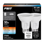 Feit - PAR20DM/6WYCA/2 - Par20 E26 (Medium) LED Floodlight Bulb Adjustable White 50 Watt Equivalence 2 Pack