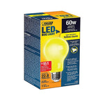 Feit - A19/BUG/LED/BX - A19 E26 (Medium) LED Bug Light Yellow 60 Watt Equivalence 1 Pack