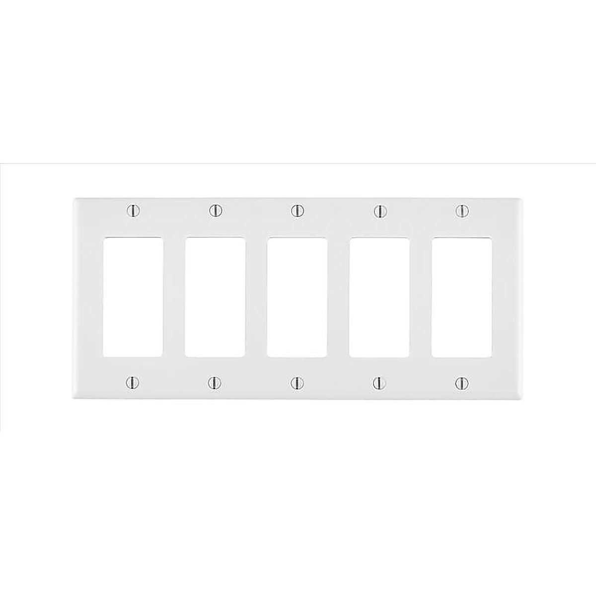 Leviton - 80423-00W - White 5 Gang Thermoset Plastic Decorator Wall Plate 1 Pack