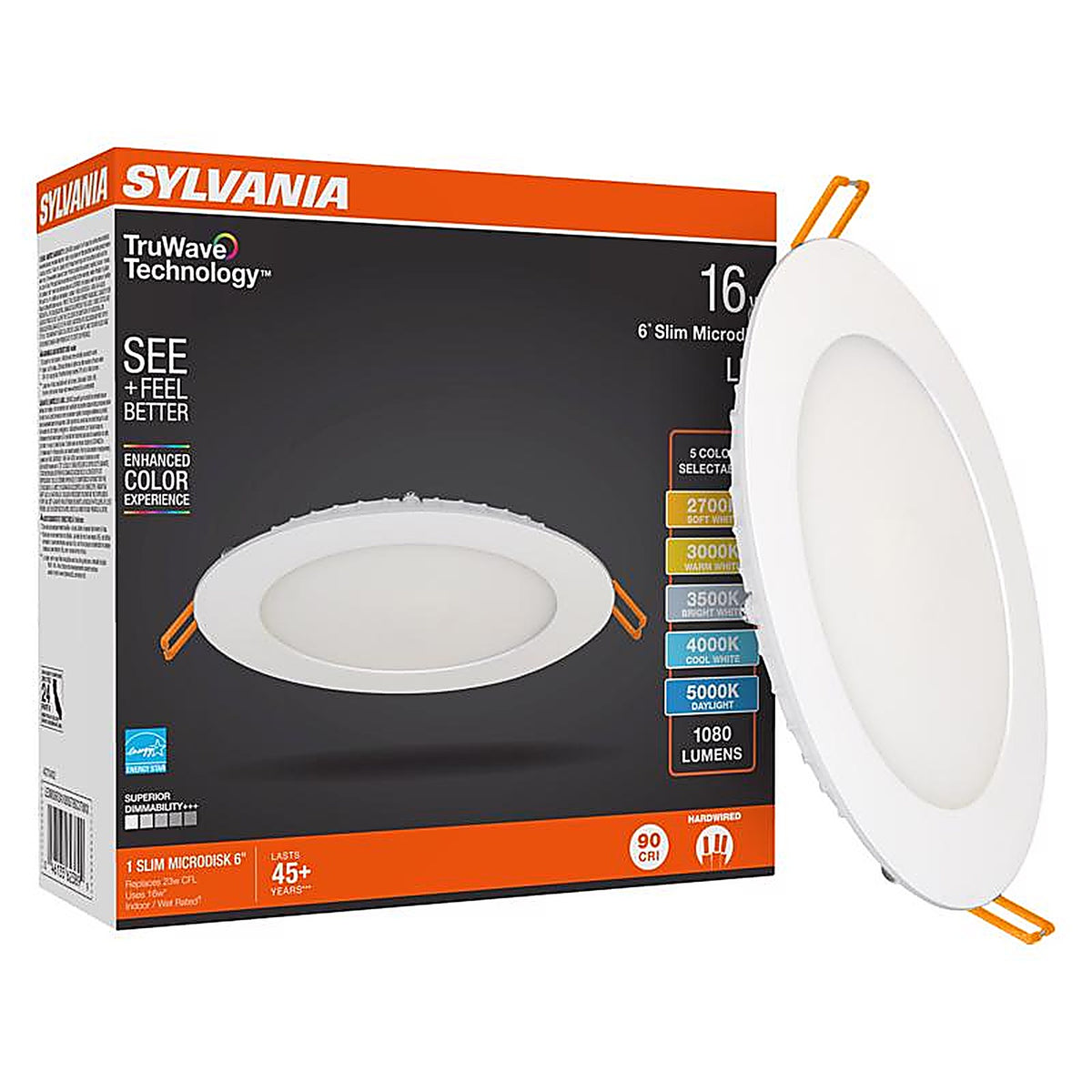 Sylvania - 62389 - Truwave White Disklight Retrofit Kit In. W LED Canless Recessed Downlight 16 W