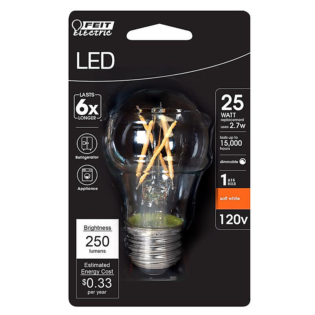 Feit - BPA1525927CAFIL - A15 E26 (Medium) Filament LED Bulb Soft White 25 Watt Equivalence 1 Pack