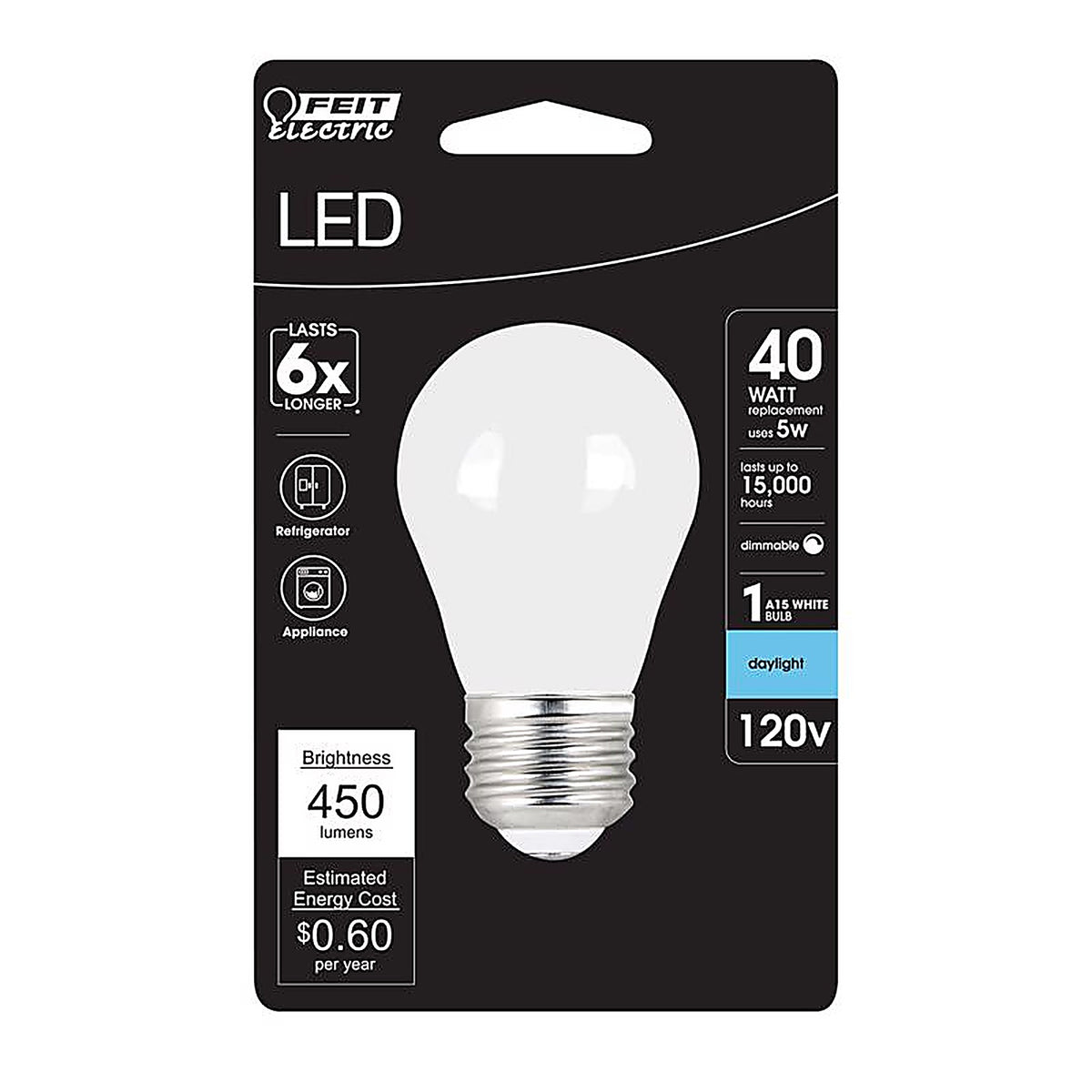 Feit - BPA1540W950CAFI - A15 E26 (Medium) Filament LED Bulb Daylight 40 Watt Equivalence 1 Pack
