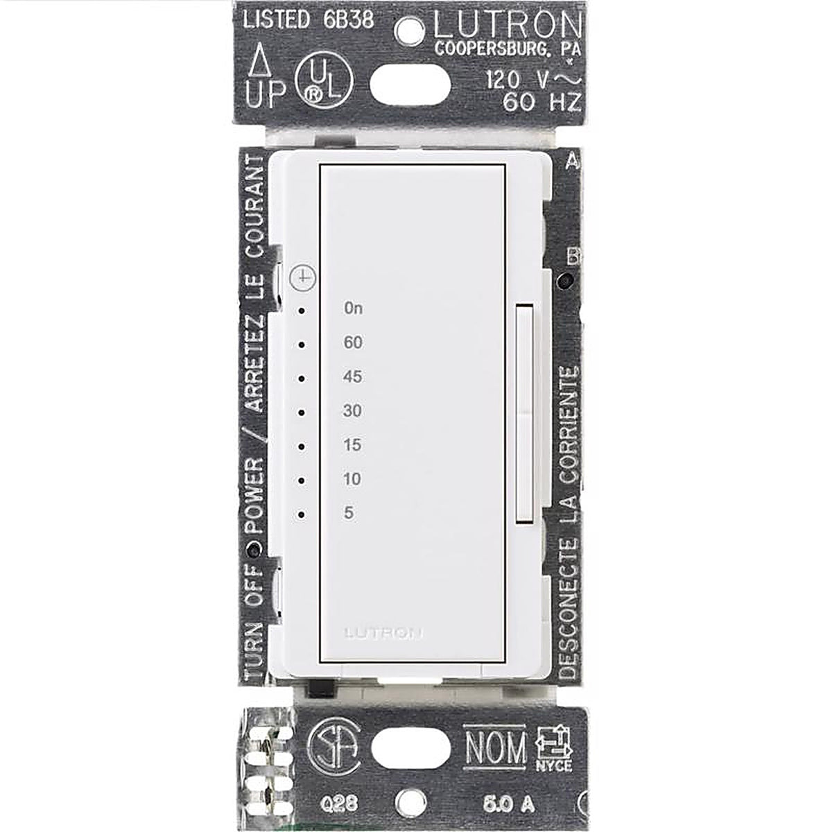 Lutron - MA-T51MNH-WH - Maestro Indoor Countdown Timer 120 V White