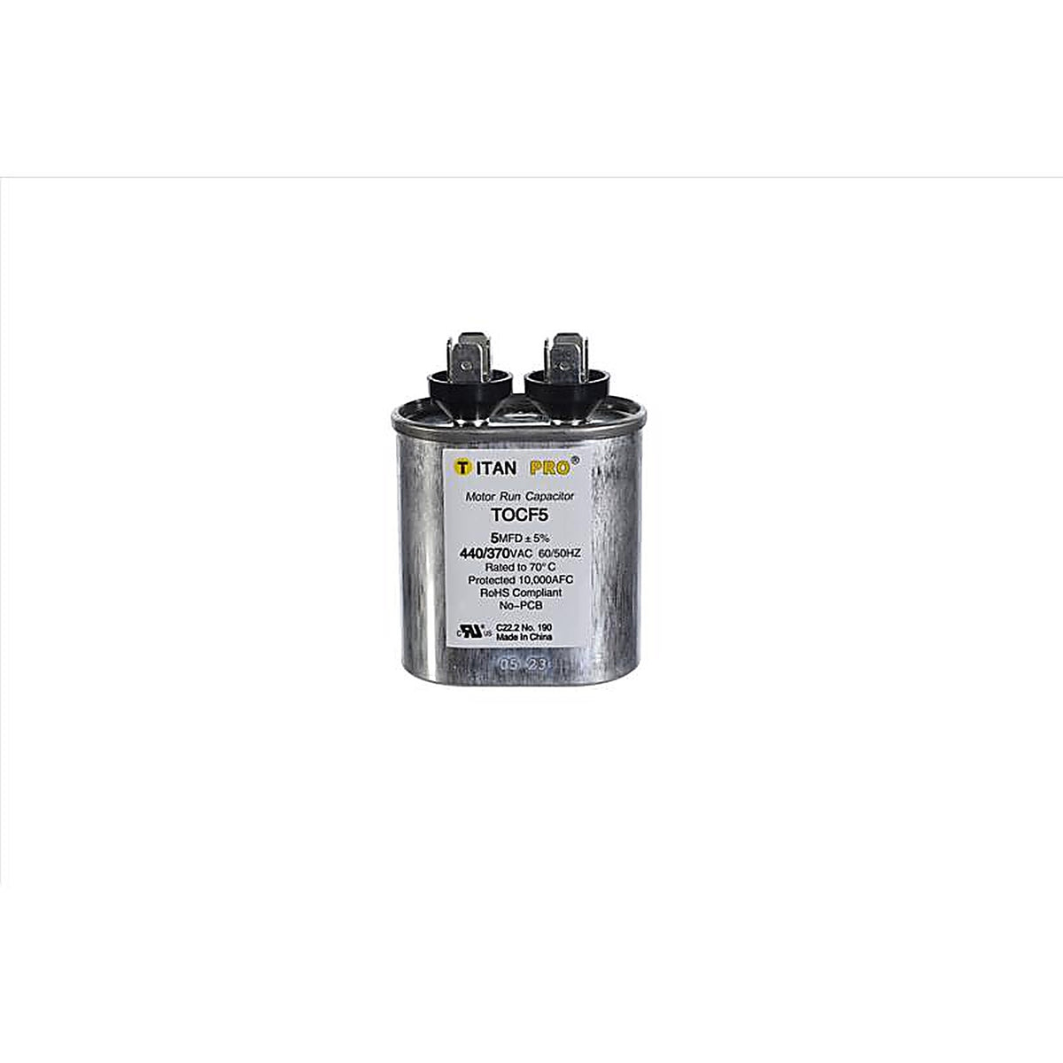 Titan Pro - TOCF5 - 5 MFD 440 V Oval Run Capacitor