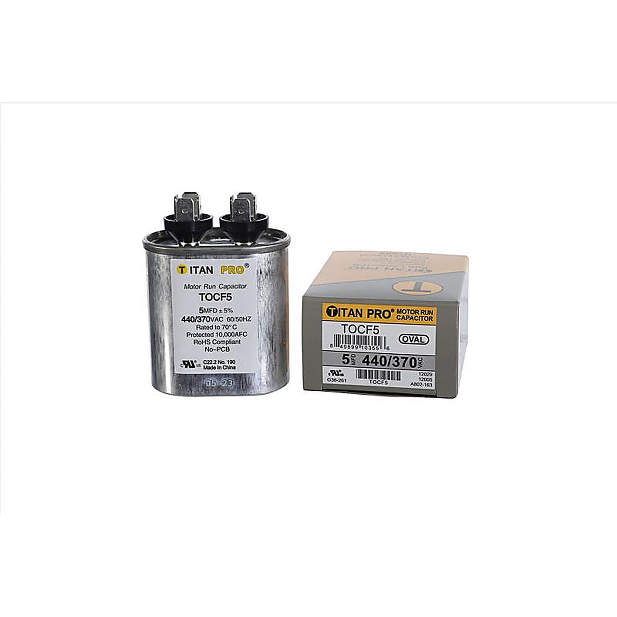 Titan Pro - TOCF5 - 5 MFD 440 V Oval Run Capacitor