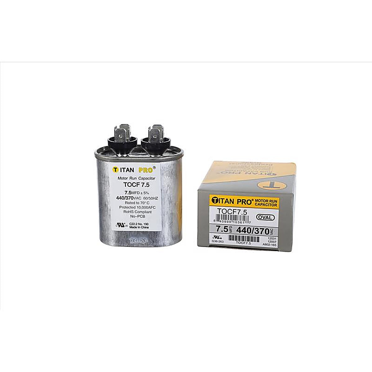 Titan Pro - TOCF7.5 - 7.5 MFD 440 V Oval Run Capacitor