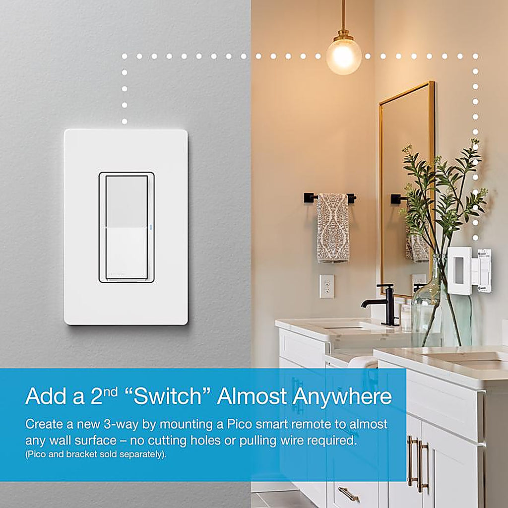 Lutron - DVRF-5NS-WH-R - Caseta 5 Amps Single Pole Smart Smart-Enabled Rocker Switch White 1 Pack