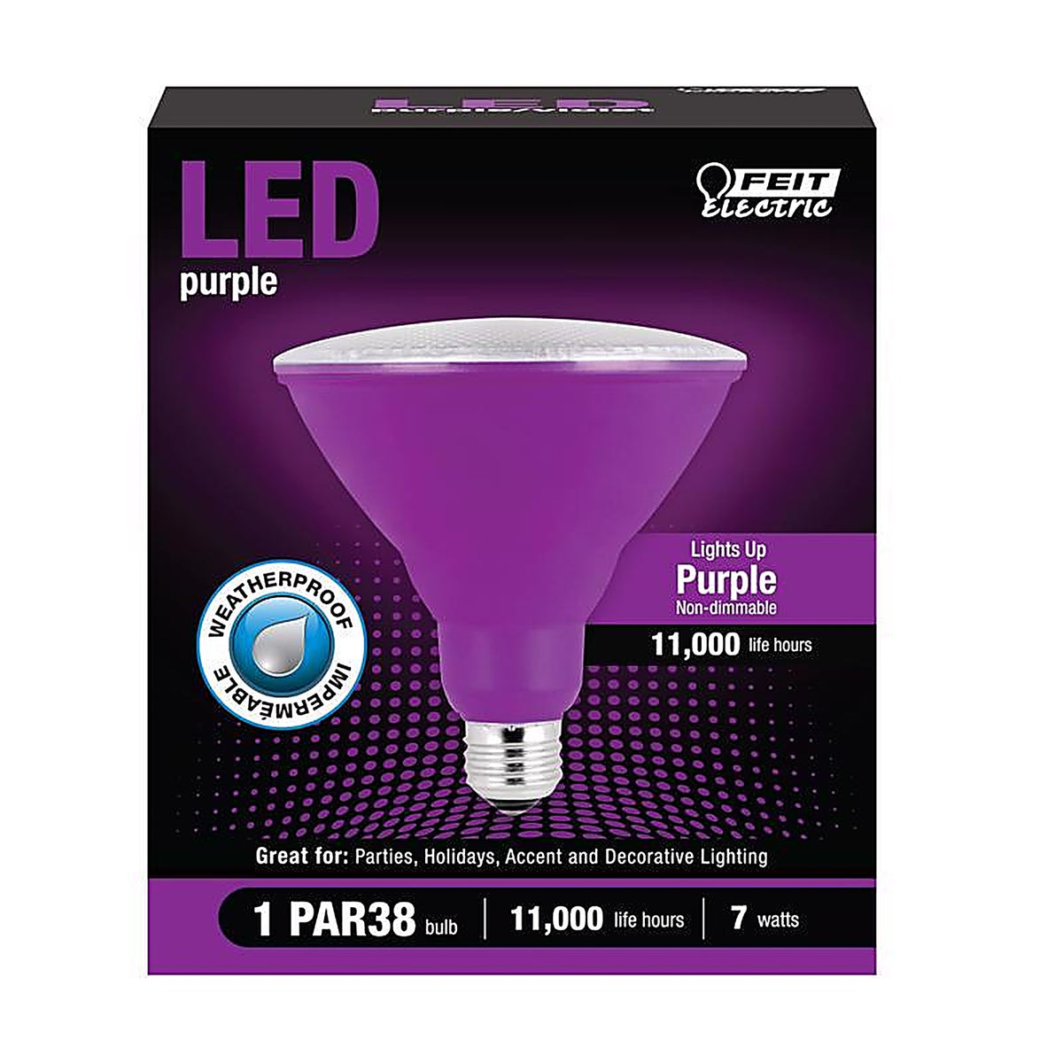 Feit - PAR38/P10KLEDBX - Par38 E26 (Medium) LED Bulb Purple 90 Watt Equivalence 1 Pack