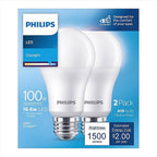 Philips - 575878 - A19 E26 (Medium) LED Bulb Daylight 100 Watt Equivalence 2 Pack