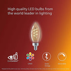 Philips - 565804 - B11 E12 (Candelabra) LED Bulb Amber 25 Watt Equivalence 2 Pack