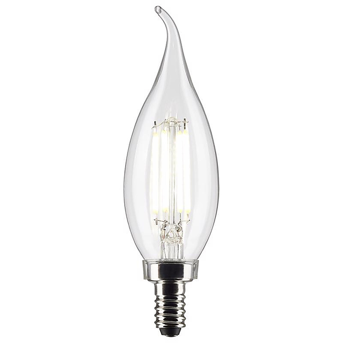 Satco - S21841 - Ca10 (Flame Tip) E12 (Candelabra) Filament LED Bulb Soft White 40 Watt Equivalence 2 Pack