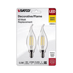 Satco - S21846 - Ca10 (Flame Tip) E12 (Candelabra) Filament LED Bulb Warm White 60 Watt Equivalence 2 Pack