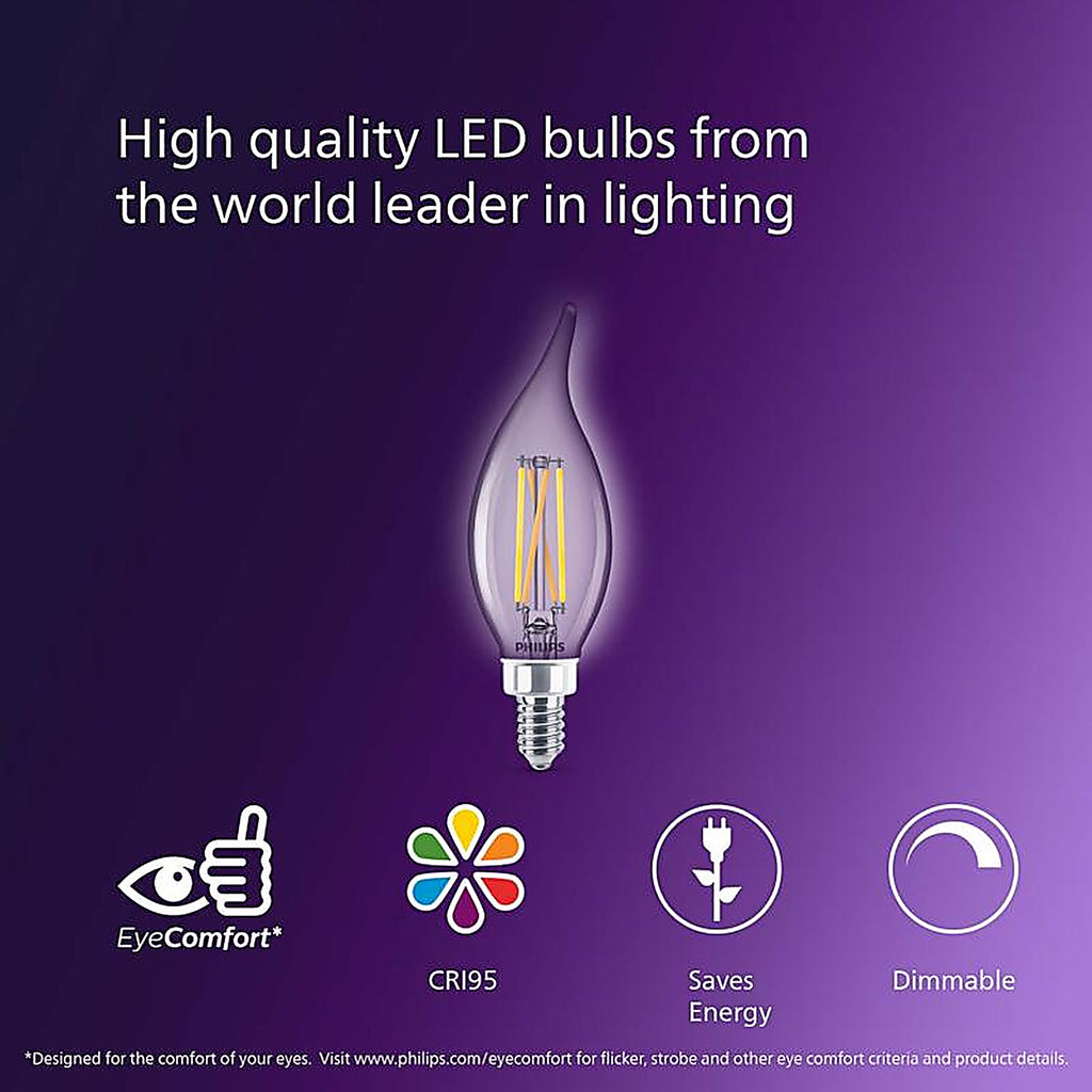 Philips - 566687 - Ba11 E12 (Candelabra) LED Bulb Soft White 60 Watt Equivalence 3 Pack