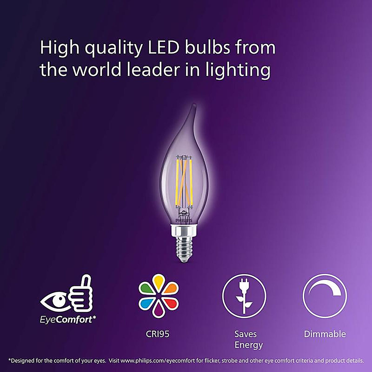 Philips - 566687 - Ba11 E12 (Candelabra) LED Bulb Soft White 60 Watt Equivalence 3 Pack