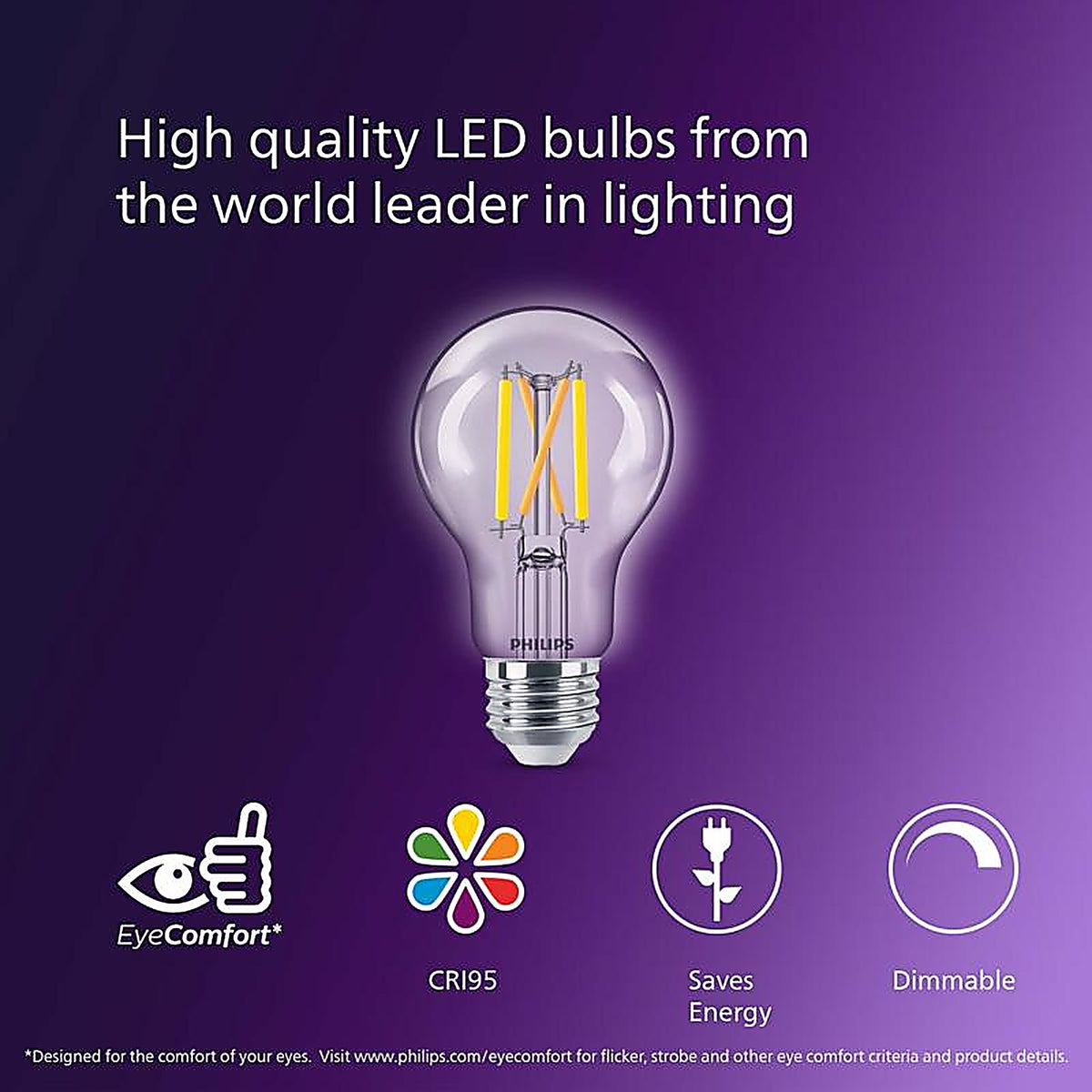 Philips - 573477 - A19 E26 (Medium) LED Bulb Soft White 60 Watt Equivalence 2 Pack