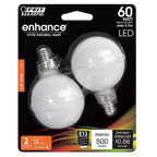 Feit - BPG1660W927CAF2 - G16.5 E12 (Candelabra) LED Bulb Soft White 60 Watt Equivalence 2 Pack