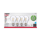Satco - S12460 - A19 E26 (Medium) Filament LED Bulb Warm White 40 Watt Equivalence 4 Pack