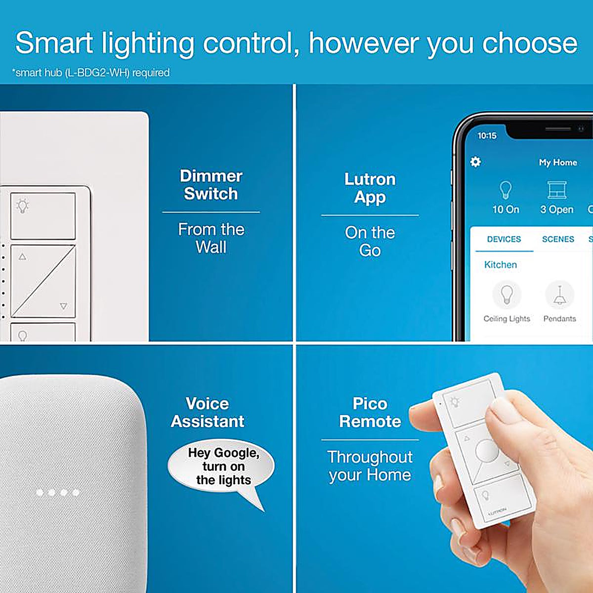 Lutron - PD-6WCL-WH-R - Caseta White 150 W Touch Smart-Enabled Dimmer Switch 1 Pack