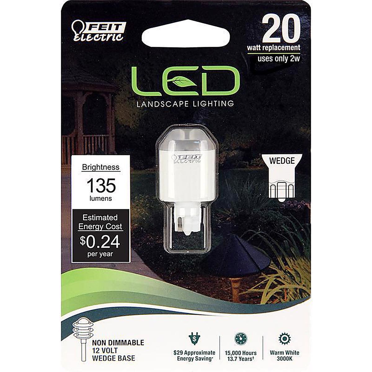 Feit - LVW18/LED - T5 Wedge LED Bulb Warm White 20 Watt Equivalence 1 Pack