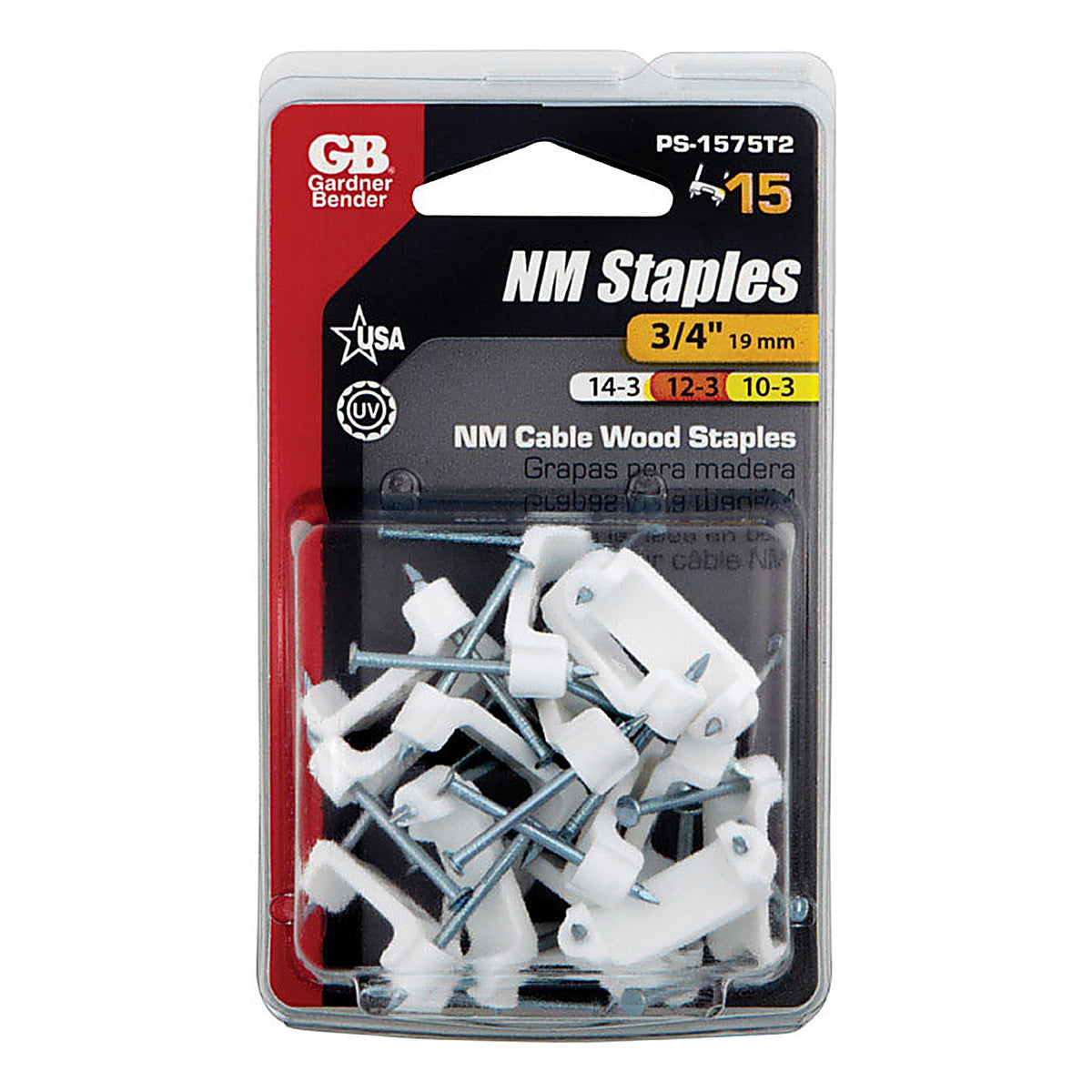 Gardner Bender PS-1575T2 3/4 in. W Plastic Insulated Cable Staple 15/Pack
