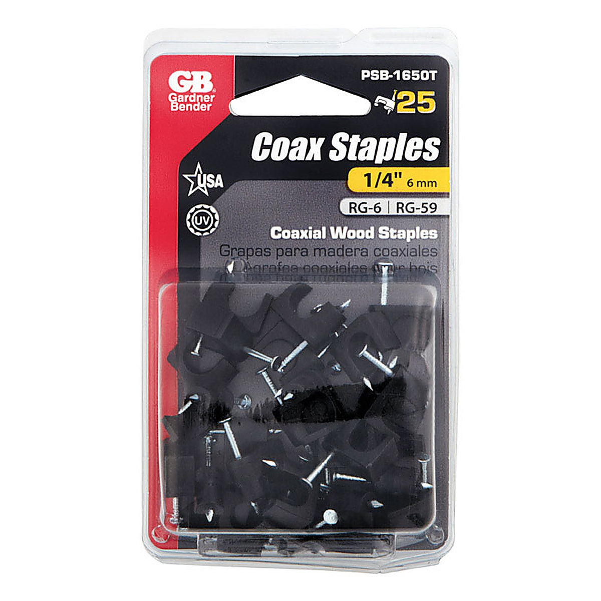 Gardner Bender PSB-1650T 1/4 in. W Plastic Insulated Coaxial Staple 25/Pack