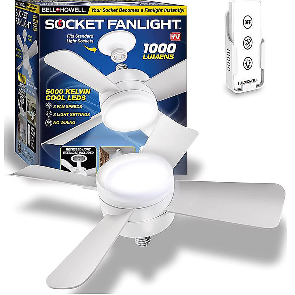 Bell & Howell - 8563 - 15 In. Matte White LED Indoor Socket Fanlight