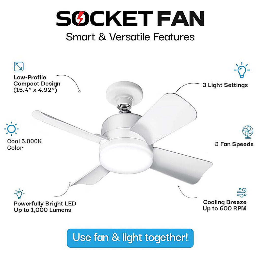 Bell & Howell - 8563 - 15 In. Matte White LED Indoor Socket Fanlight