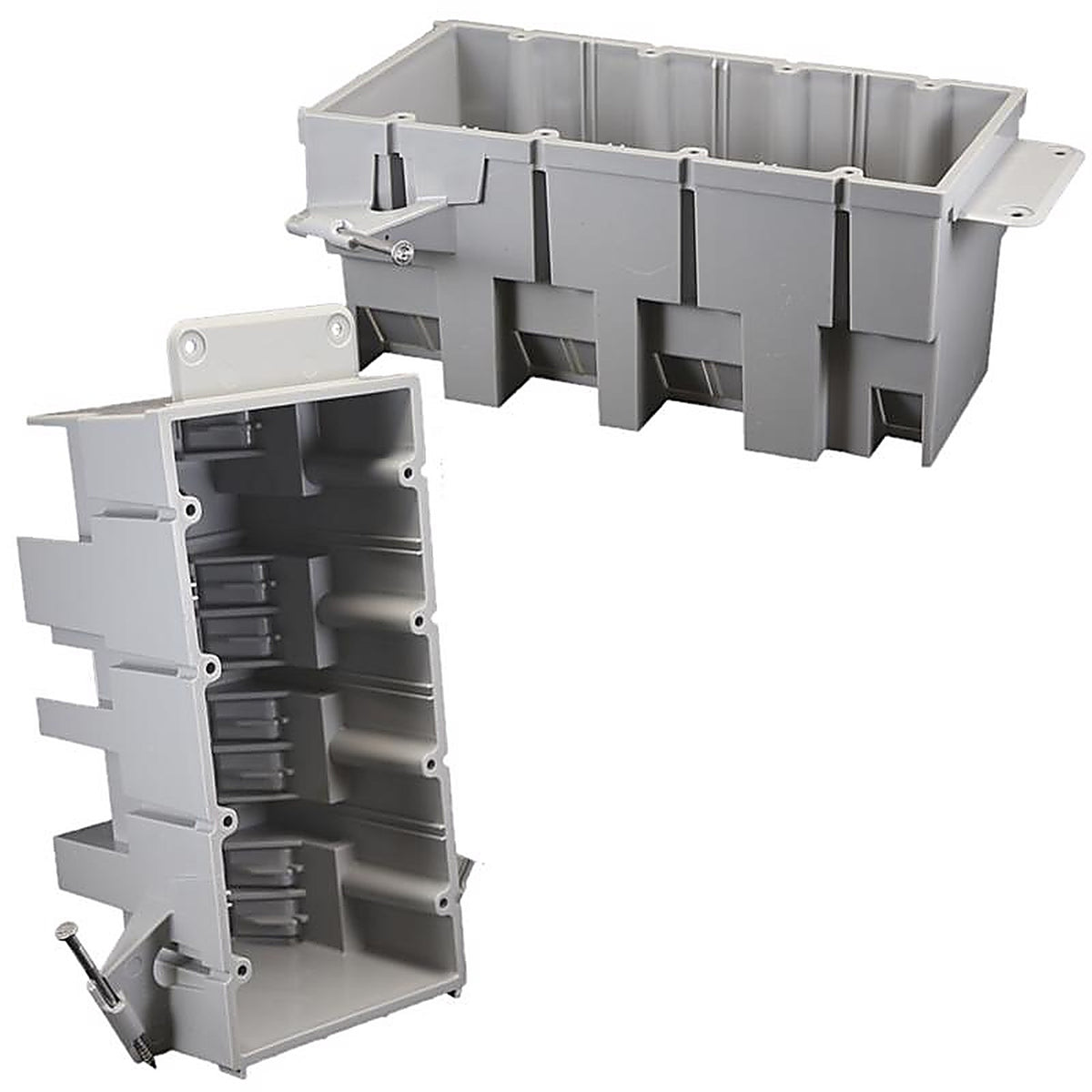 Cantex - EZ64QN-HW - Ez Box New Work 64 CU in Rectangle PVC 4 Gang Outlet Box Gray