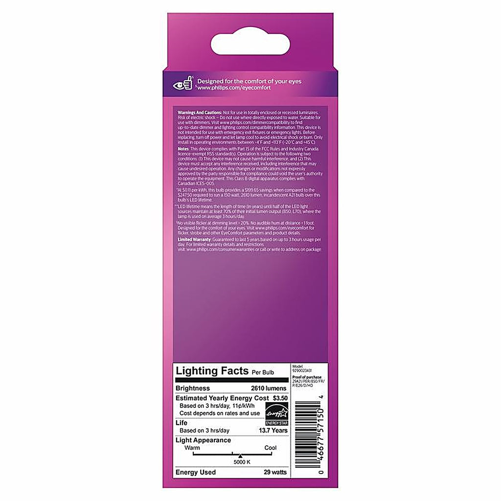 Philips - 571505 - A21 E26 (Medium) LED Bulb Daylight 150 Watt Equivalence 1 Pack