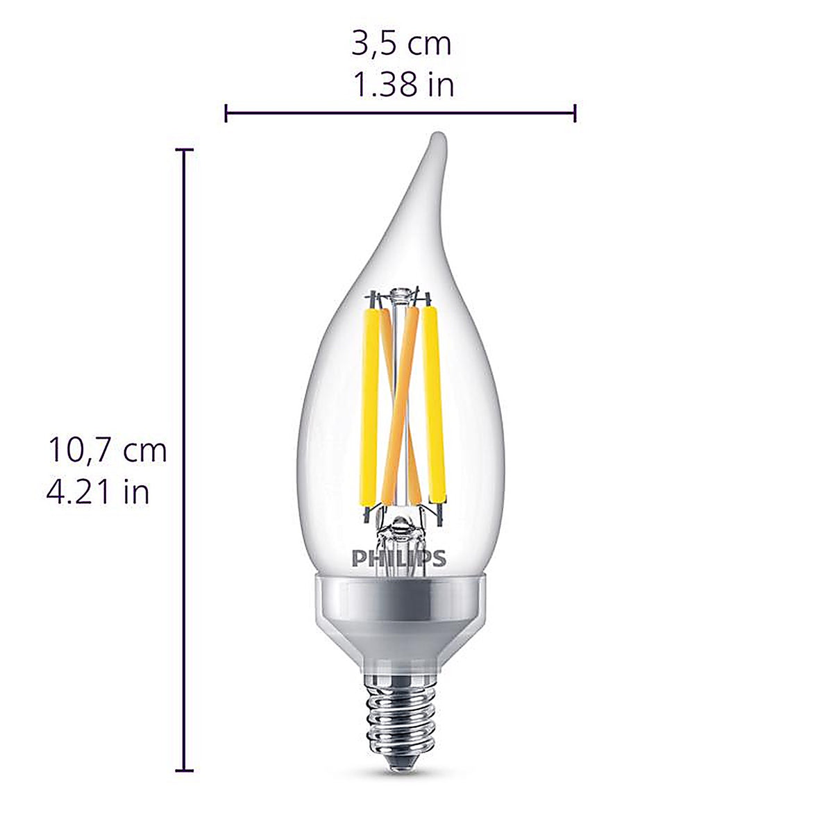 Philips - 564492 - Ba11 E12 (Candelabra) LED Bulb Soft White 75 Watt Equivalence 3 Pack