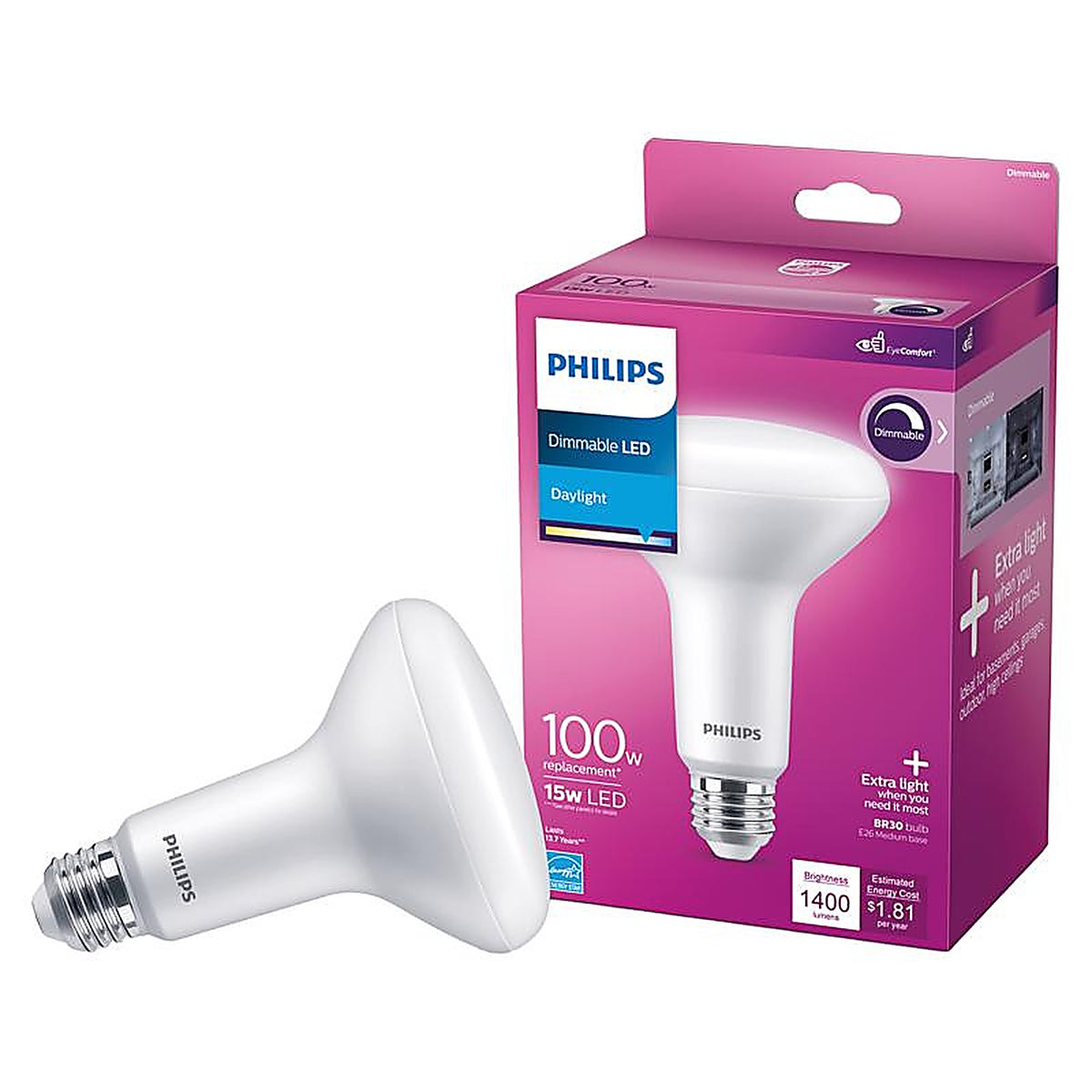Philips - 571463 - Br30 E26 (Medium) LED Floodlight Bulb Daylight 100 Watt Equivalence 1 Pack