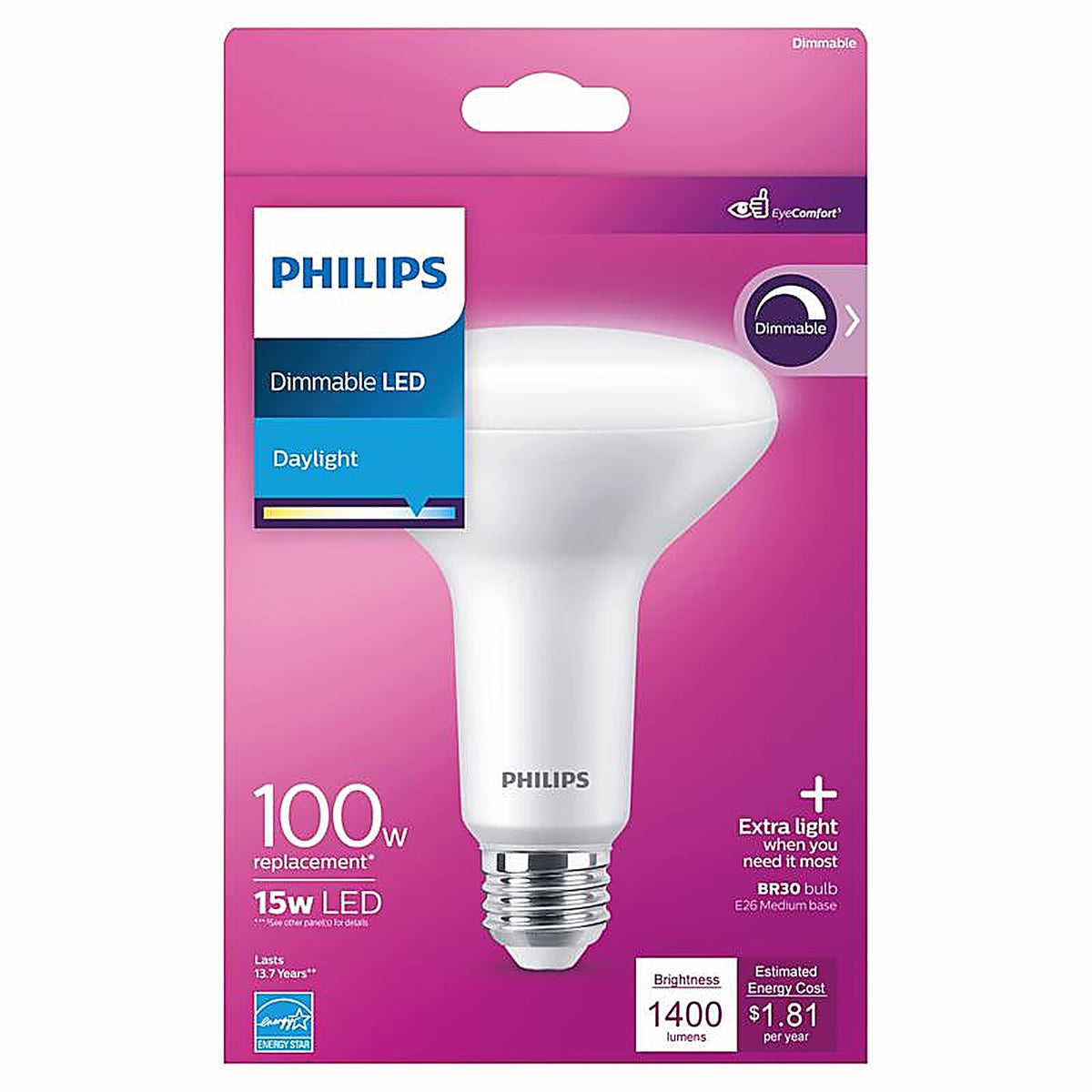 Philips - 571463 - Br30 E26 (Medium) LED Floodlight Bulb Daylight 100 Watt Equivalence 1 Pack