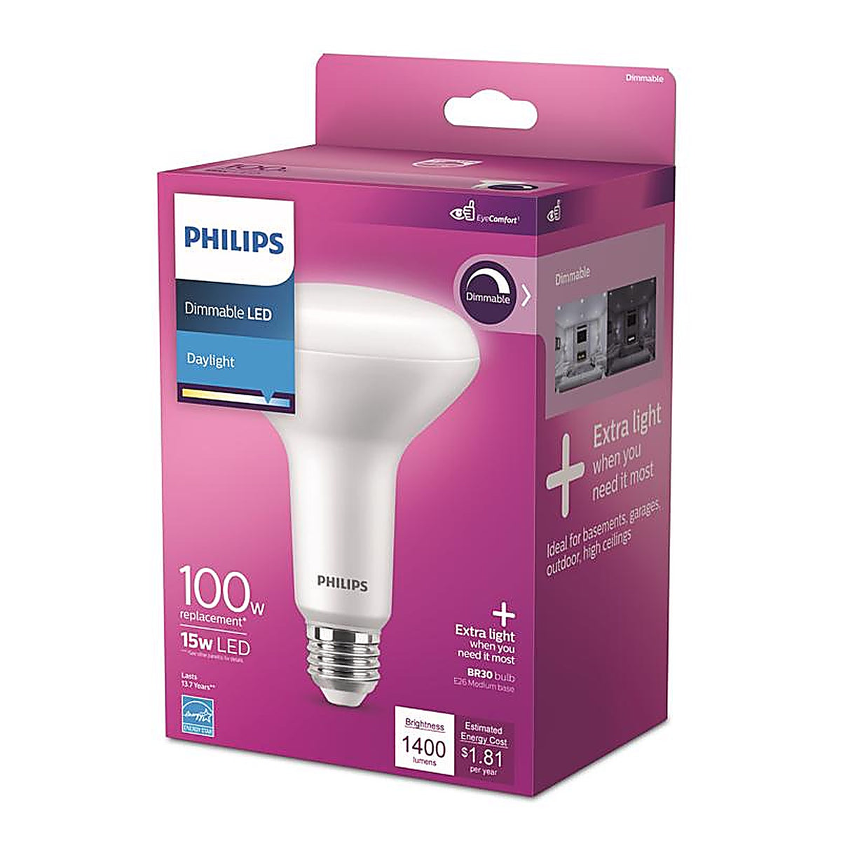 Philips - 571463 - Br30 E26 (Medium) LED Floodlight Bulb Daylight 100 Watt Equivalence 1 Pack