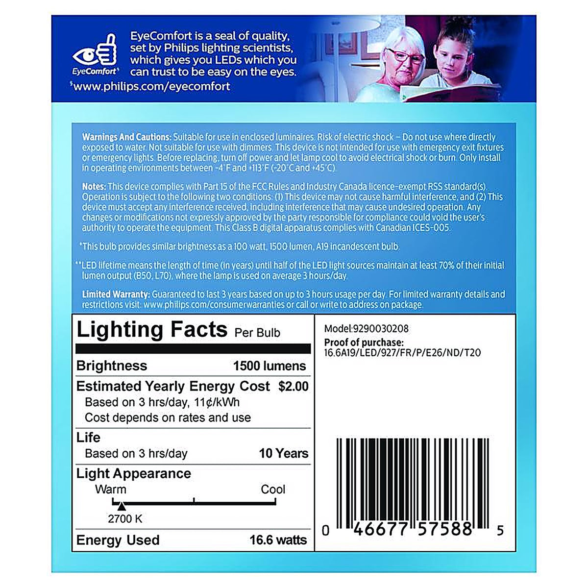 Philips - 575886 - A19 E26 (Medium) LED Bulb Soft White 100 Watt Equivalence 2 Pack