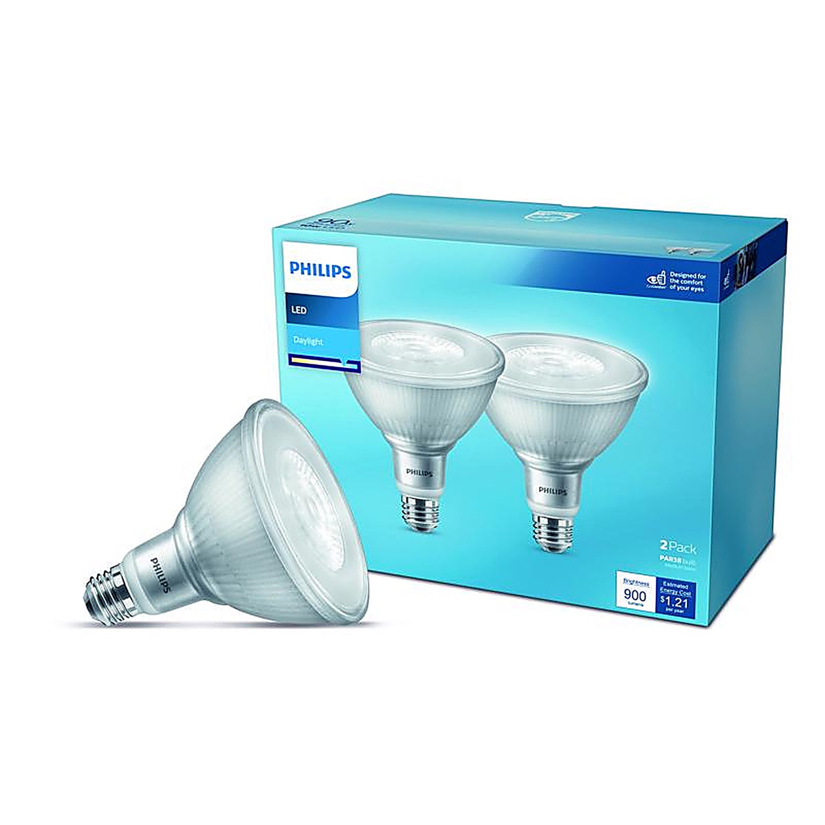 Philips - 573220 - Par 38 E26 (Medium) LED Floodlight Bulb Daylight 90 Watt Equivalence 2 Pack