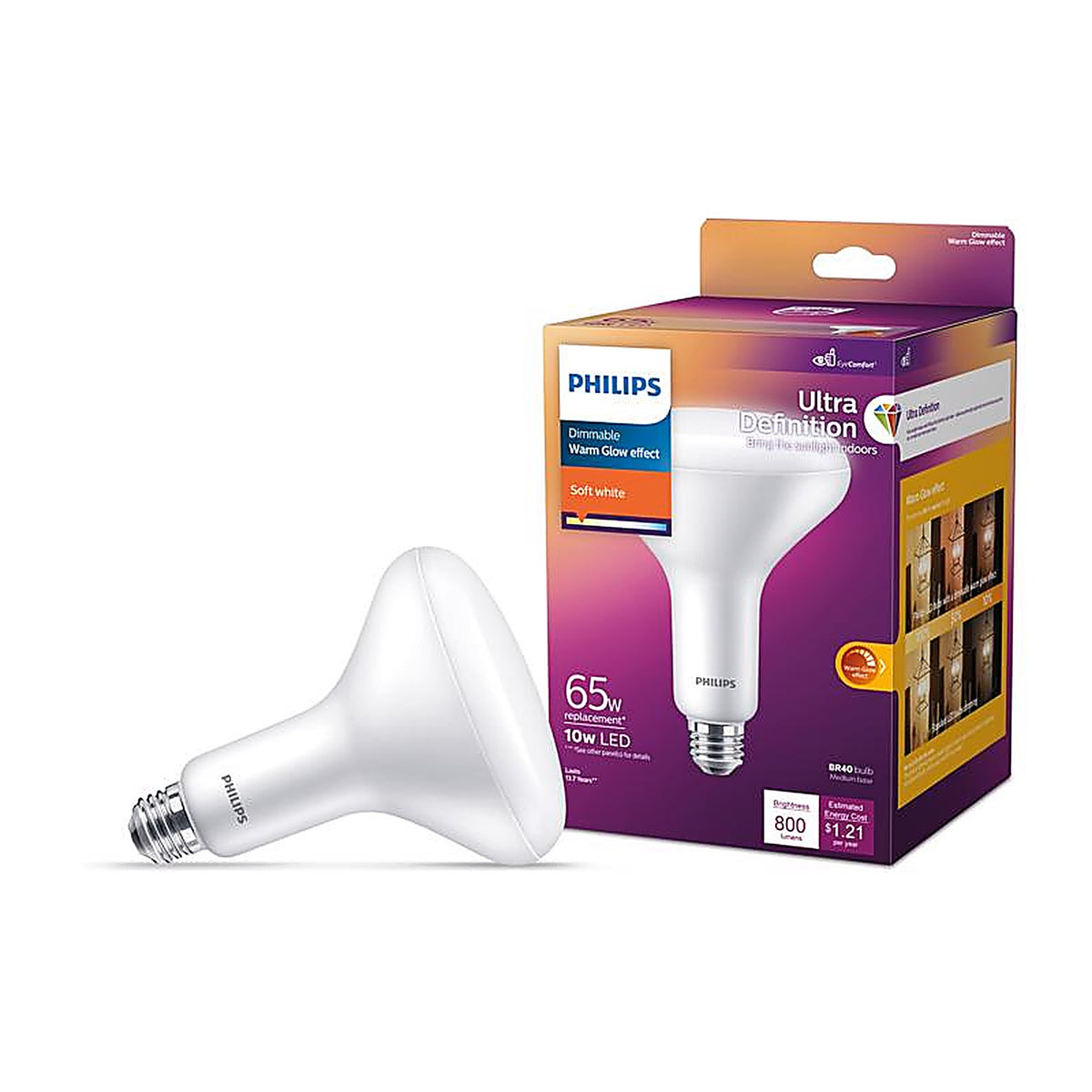 Philips - 576512 - Ultra Definition Br40 E26 (Medium) LED Floodlight Bulb Soft White 65 Watt Equivalence 1 Pack