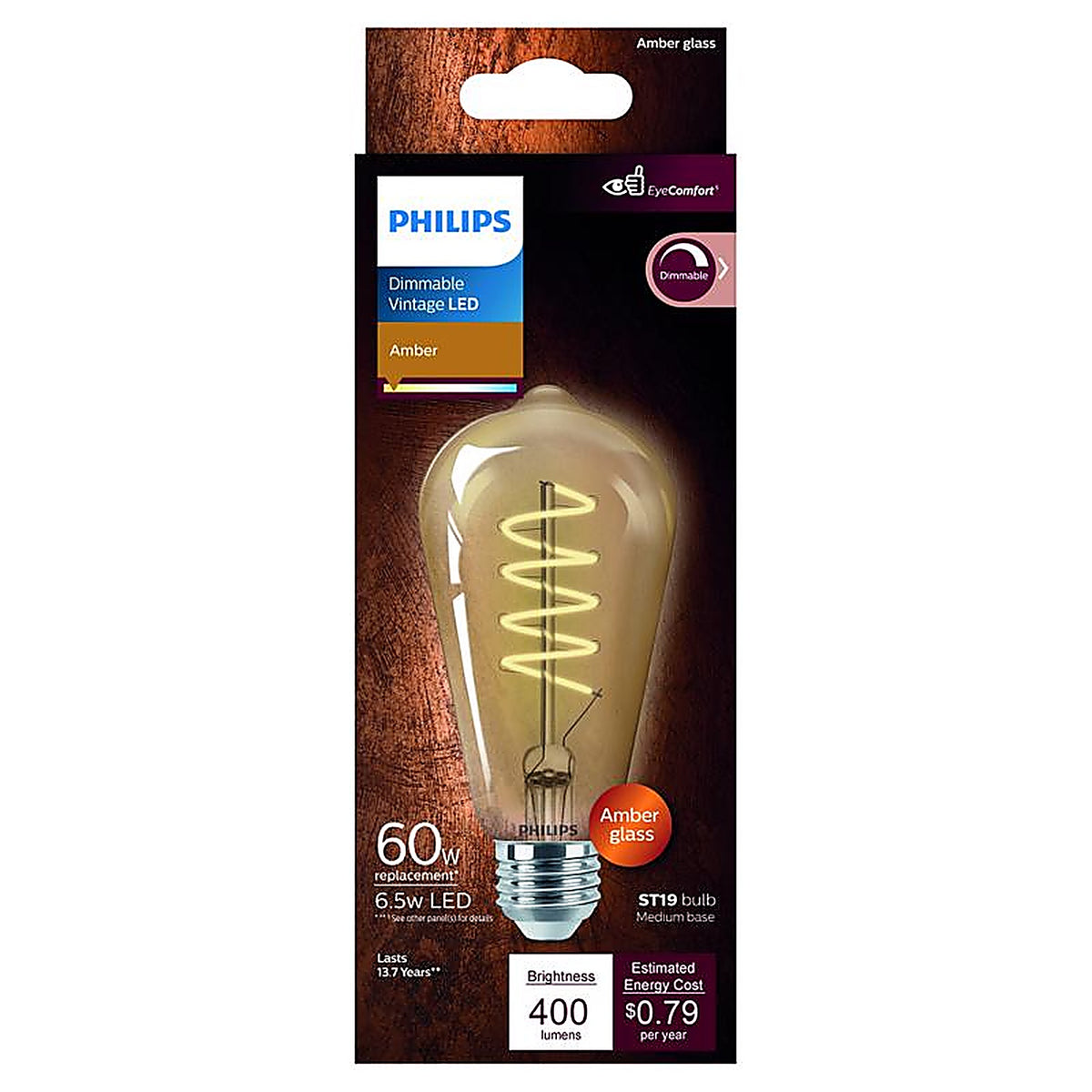 Philips - 565622 - St19 E26 (Medium) LED Bulb Amber 60 Watt Equivalence 1 Pack
