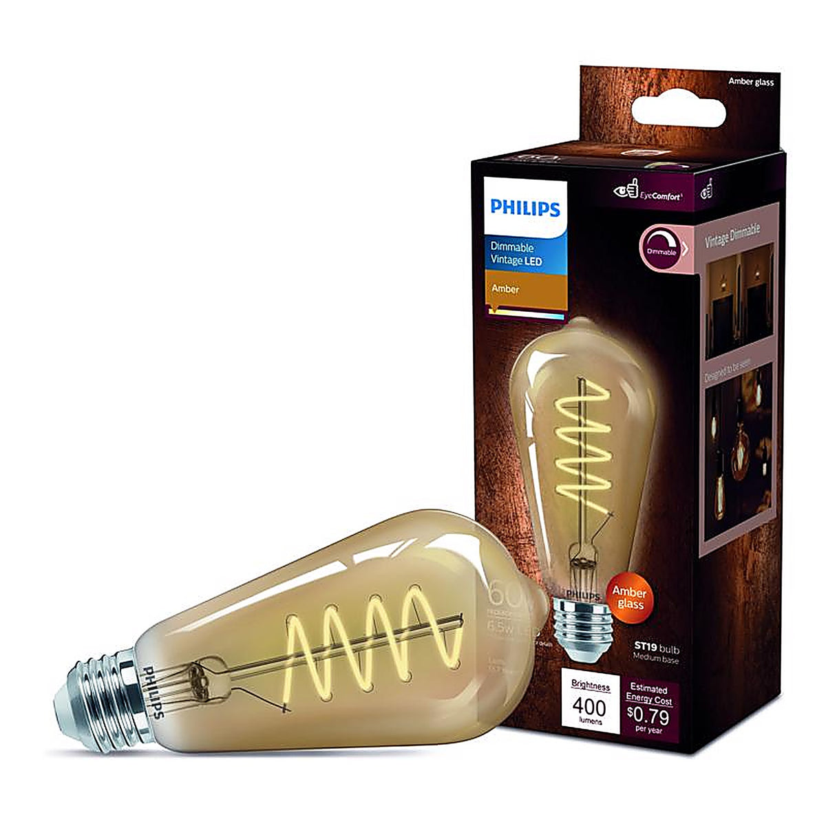 Philips - 565622 - St19 E26 (Medium) LED Bulb Amber 60 Watt Equivalence 1 Pack