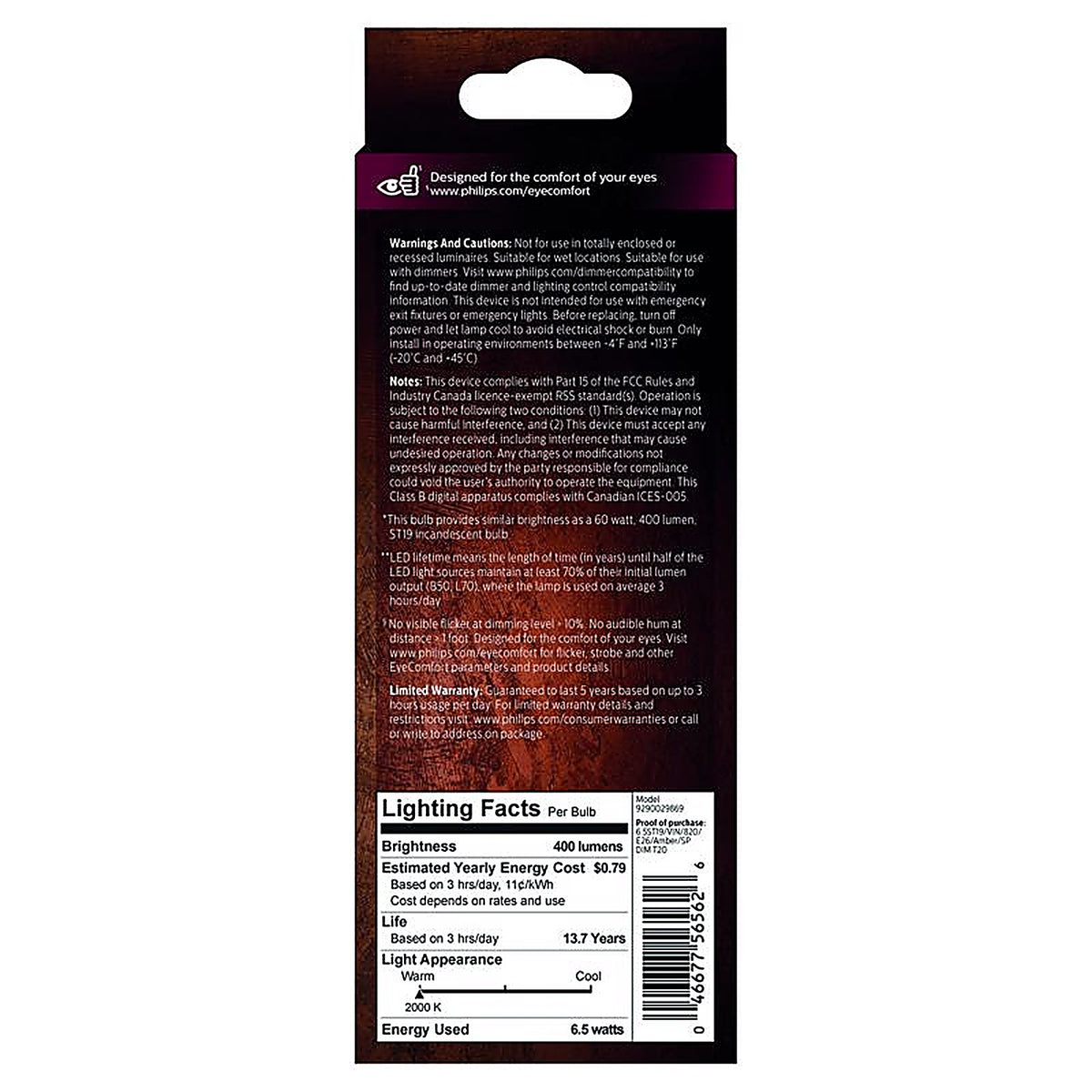 Philips - 565622 - St19 E26 (Medium) LED Bulb Amber 60 Watt Equivalence 1 Pack