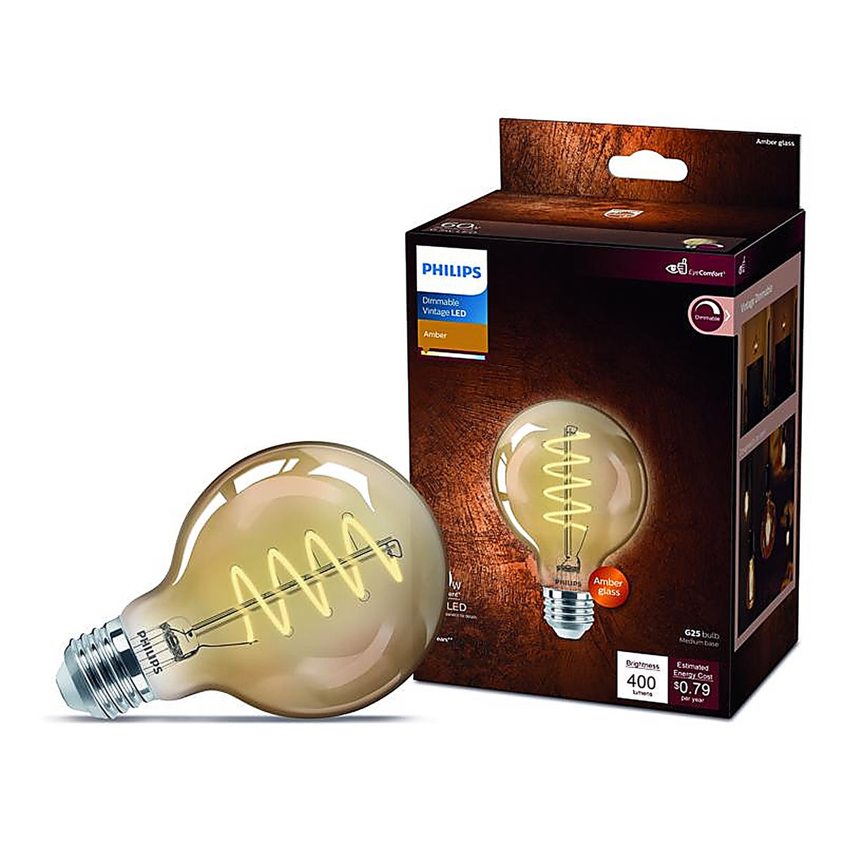 Philips - 565887 - G25 E26 (Medium) LED Bulb Amber 60 Watt Equivalence 1 Pack
