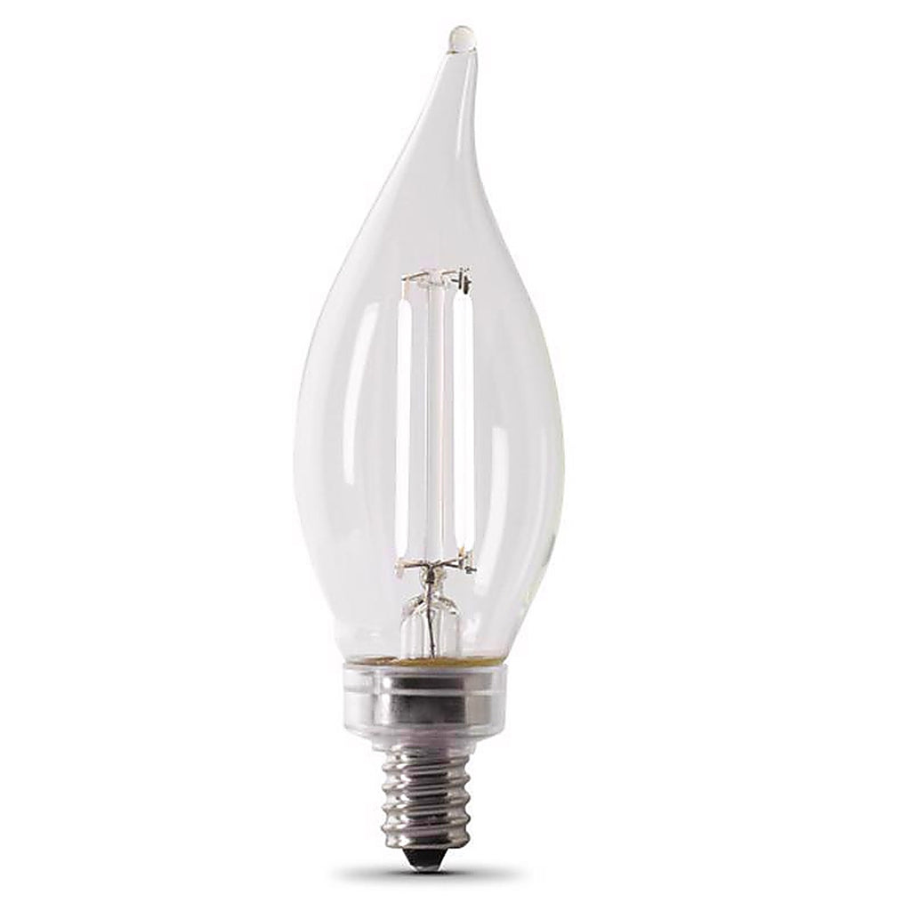 Feit - BPCFC40950WFIL2 - White Ba10 E12 (Candelabra) Filament LED Bulb Daylight 40 Watt Equivalence 2 Pack