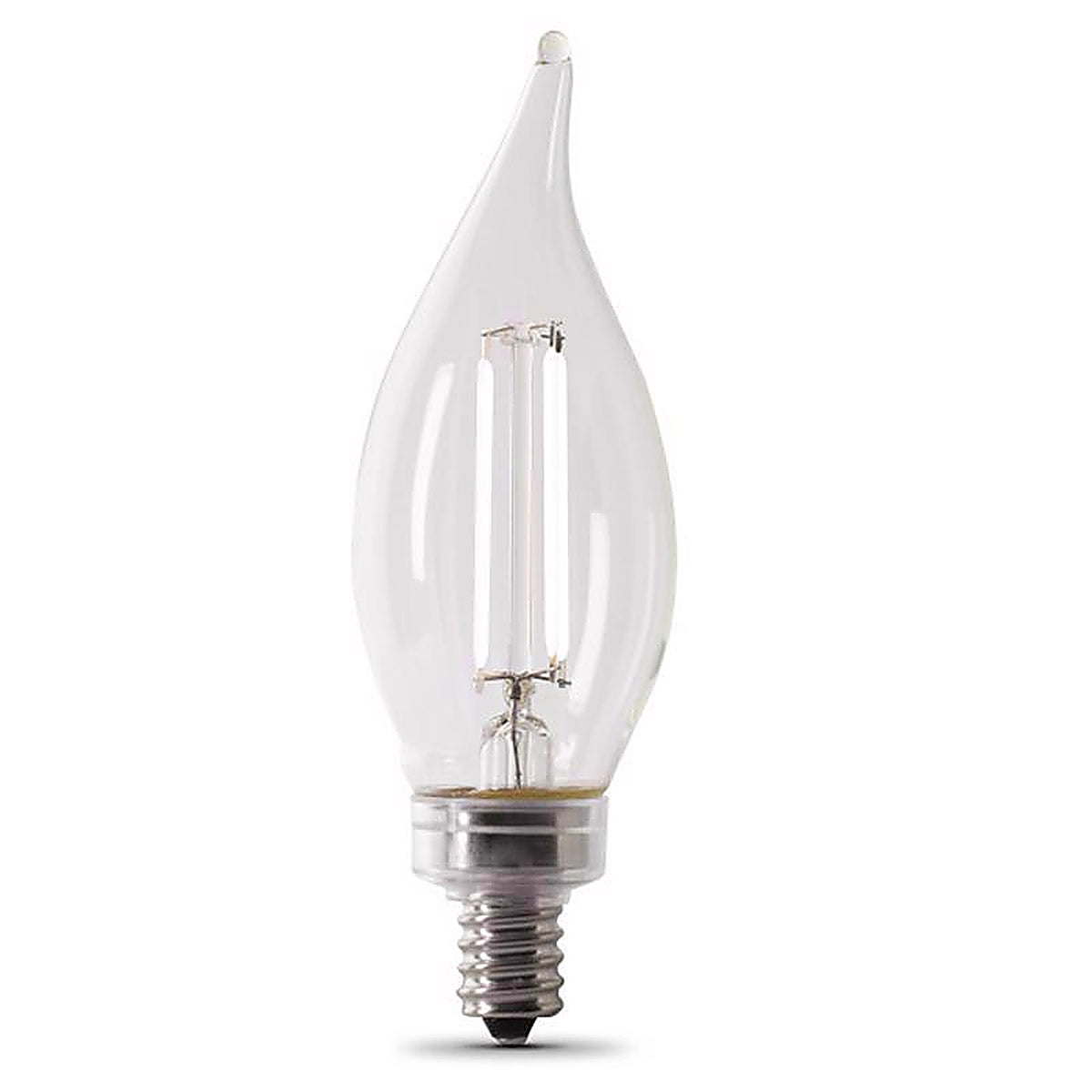 Feit - BPCFC40950WFIL2 - White Ba10 E12 (Candelabra) Filament LED Bulb Daylight 40 Watt Equivalence 2 Pack
