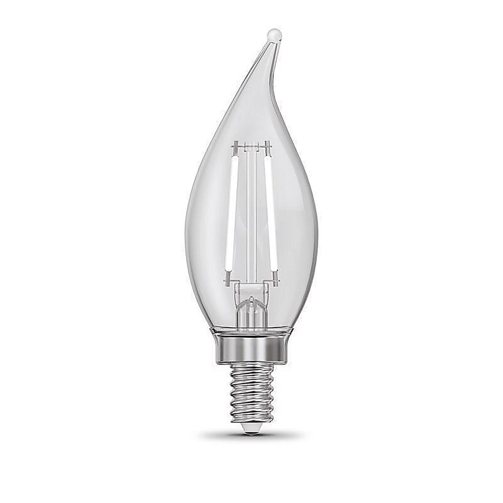 Feit - BPCFC60927WFIL2 - White Ba10 E12 (Candelabra) Filament LED Bulb Soft White 60 Watt Equivalence 2 Pack
