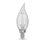 Feit - BPCFC60927WFIL2 - White Ba10 E12 (Candelabra) Filament LED Bulb Soft White 60 Watt Equivalence 2 Pack