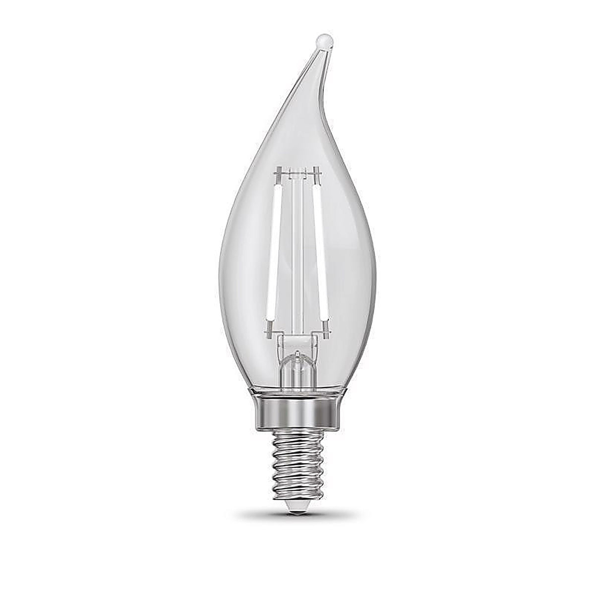Feit - BPCFC60927WFIL2 - White Ba10 E12 (Candelabra) Filament LED Bulb Soft White 60 Watt Equivalence 2 Pack