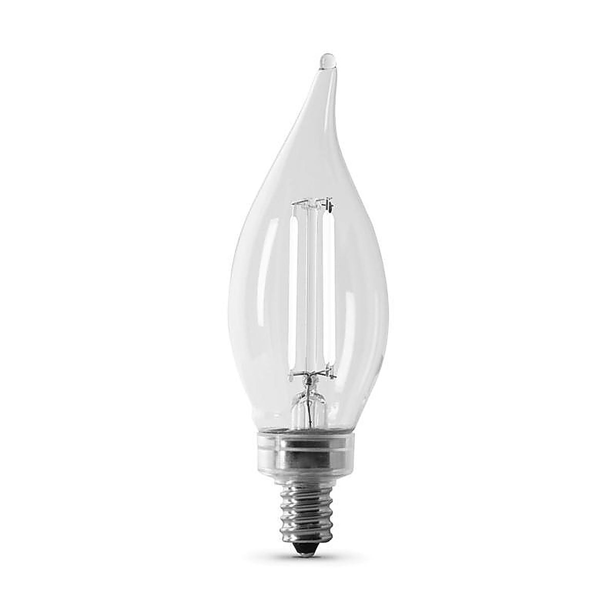 Feit - BPCFC60950WFIL2 - White Ba10 E12 (Candelabra) LED Flame Bulb Daylight 60 Watt Equivalence 2 Pack